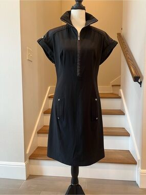 Energy By Chico’s Black Zip-Front Short Sleeve Dress
